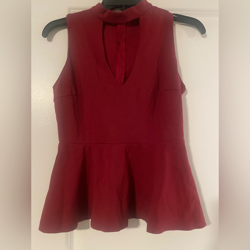 Papaya Red Peplum Tank Top